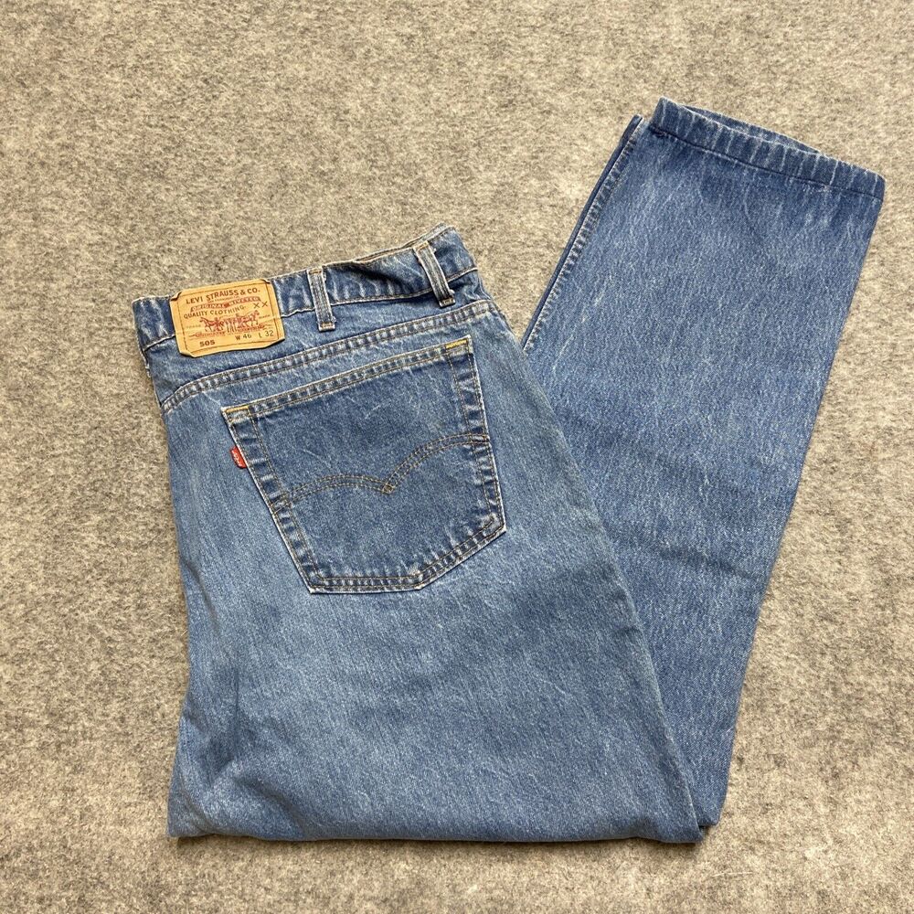 Vintage Levi's 505XX Regular Fit Jeans Men's Size 46x32 *44x29* Blue‎ Hemmed